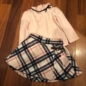 Janie and Jack pleated skirt and ruffle neck top